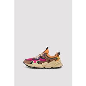 NEW FLOWER MOUNTAIN women's rulis squared sneakers in light brown/ bordeaux/ lim